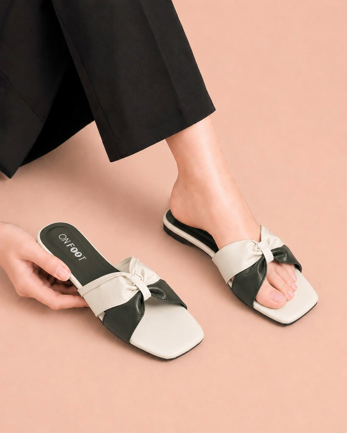 Two-Tone Knot flat slide sandals by ON FOOT - view 1