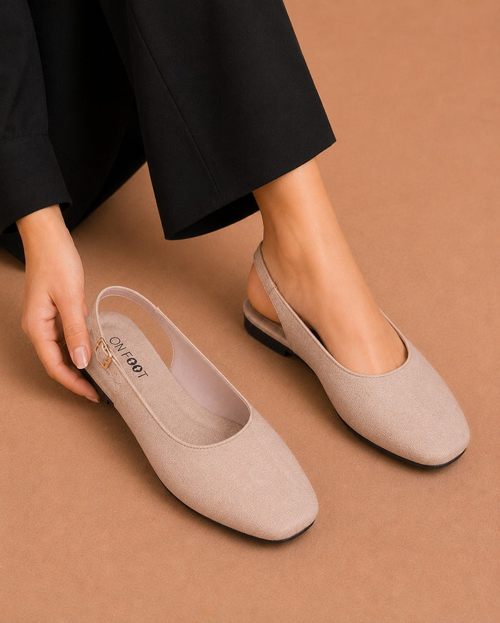 Slingback Shoes - Beige