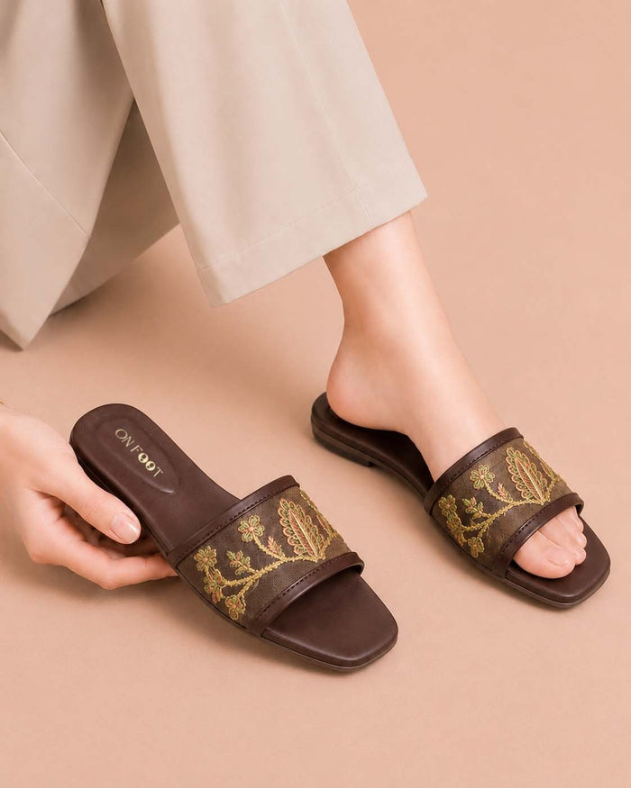 Celeste Embroidered Sliders