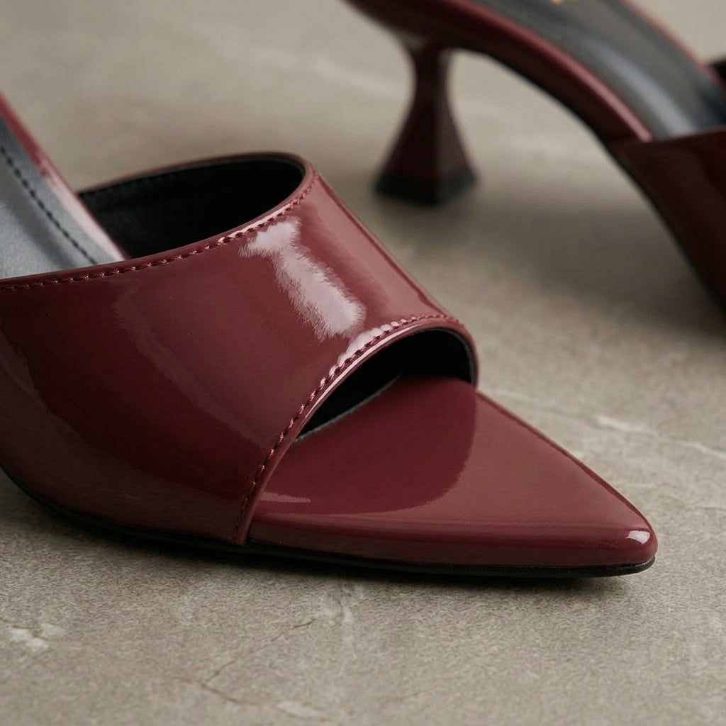 Burgundy Gloss Slide Heel