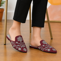 Elegant Floral Embroidered Backless Loafers