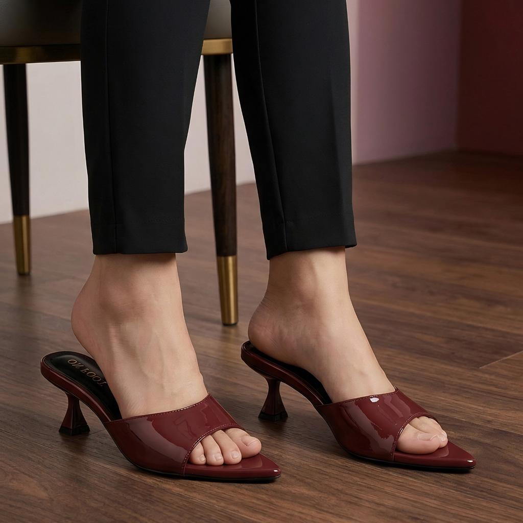 Burgundy Gloss Slide Heel