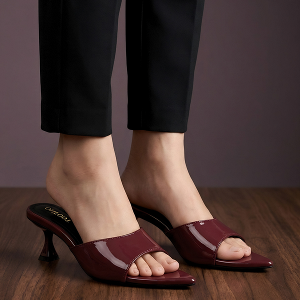 Burgundy Gloss Slide Heel