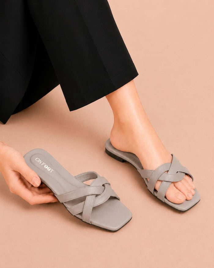 Twinkle Steps cross-strap flat sandals by ON FOOT - view 2