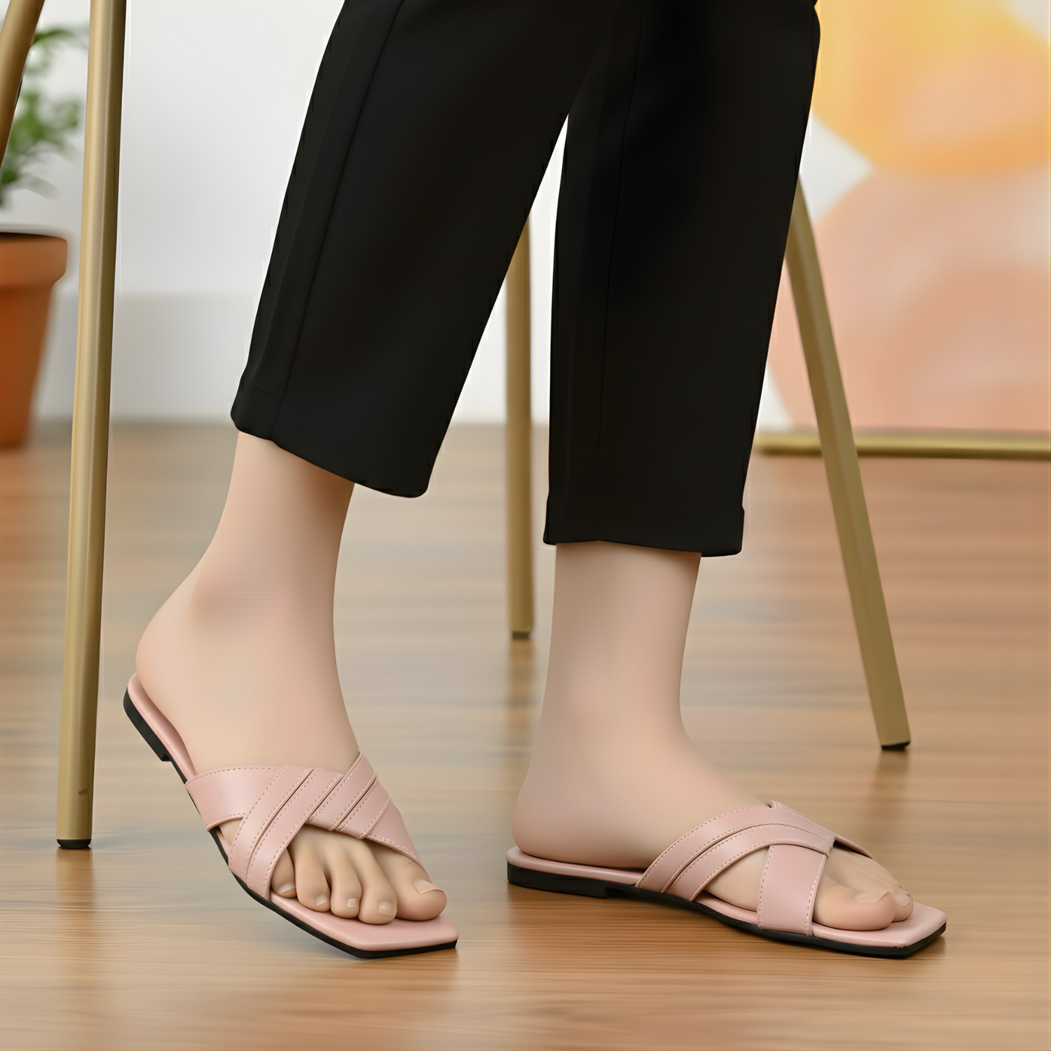 Radiant Step criss-cross flat slippers by ON FOOT - view 3