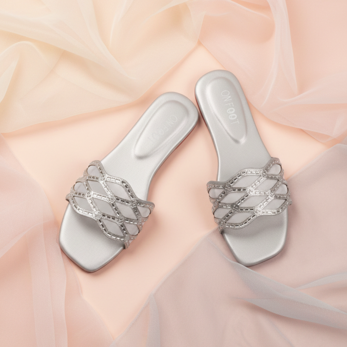 Rose Weave elegant slide sandals by ON FOOT - view 6