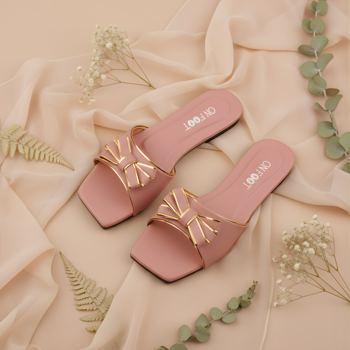 Moon Walk golden bow flat sandals by ON FOOT - view 7