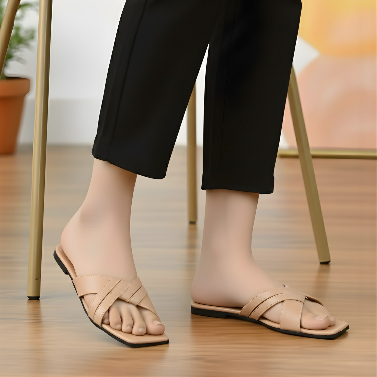 Radiant Step criss-cross flat slippers by ON FOOT - view 5