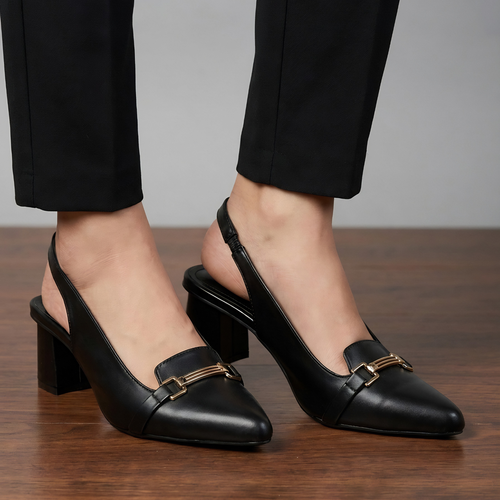 Black Noir Buckle Heels