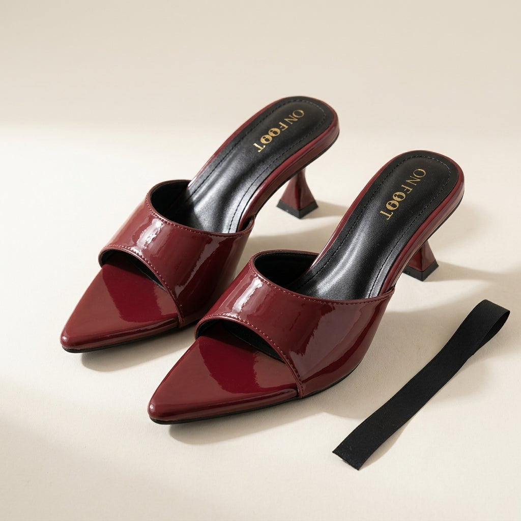 Burgundy Gloss Slide Heel