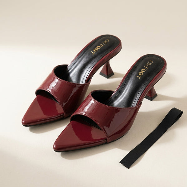 Burgundy Gloss Slide Heel