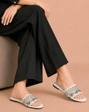 Floral Embroidered Mesh Flat
