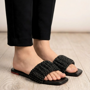 Noir Pearl Woven Sliders