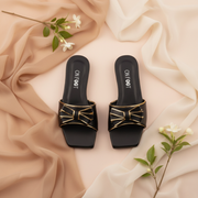 Moon Walk golden bow flat sandals by ON FOOT - view 8