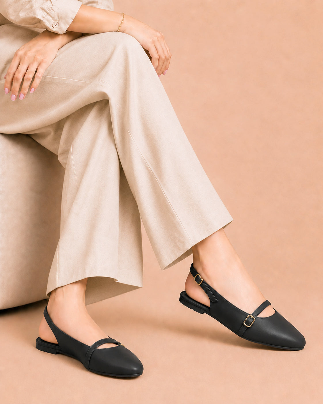 Pointed Toe Slingback - Black