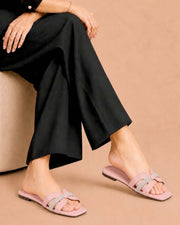 Crystal Glide rhinestone crisscross flat slippers by ON FOOT - view 6