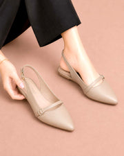 Pointed Toe Slingback - Biege