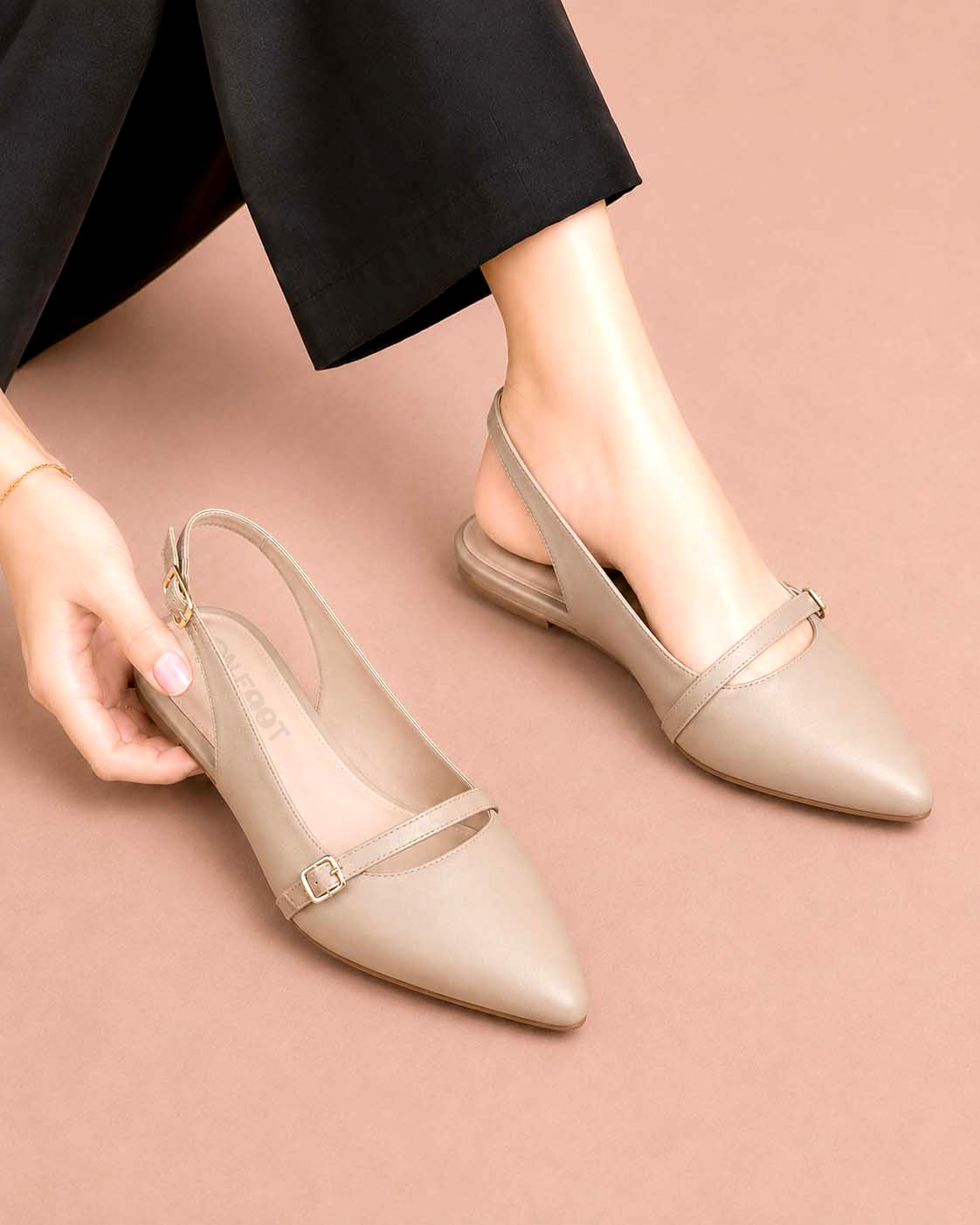 Pointed Toe Slingback - Biege