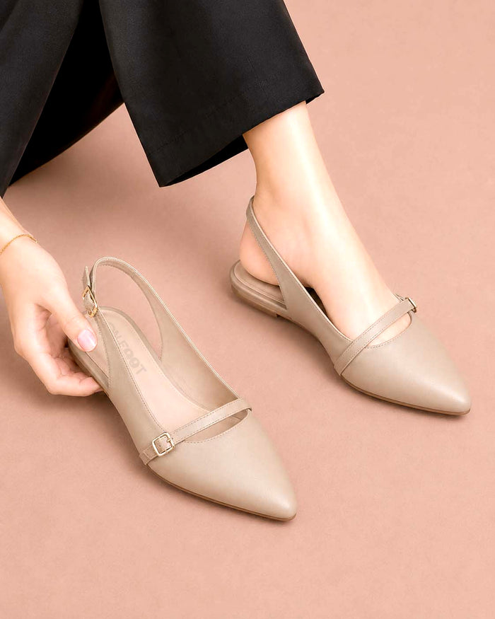 Pointed Toe Slingback - Biege