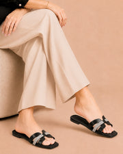 Crystal Glide rhinestone crisscross flat slippers by ON FOOT - view 8