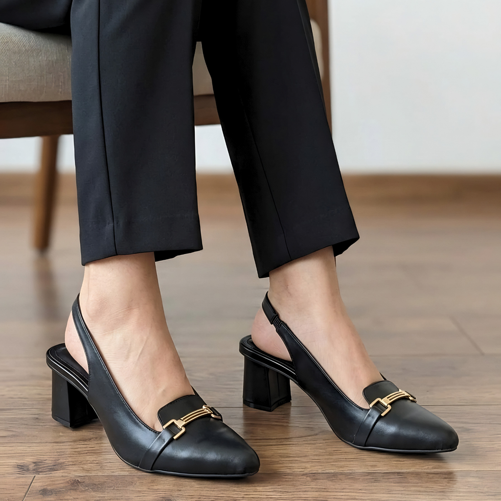 Black Noir Buckle Heels