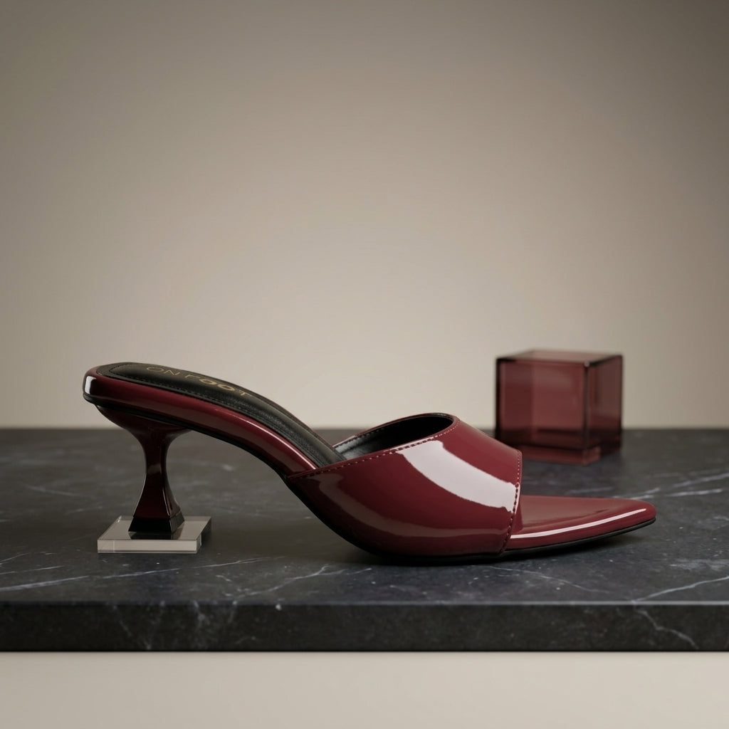 Burgundy Gloss Slide Heel