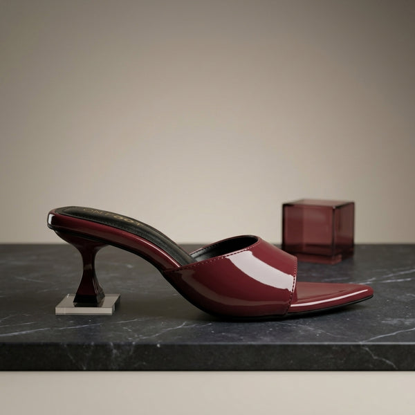 Burgundy Gloss Slide Heel