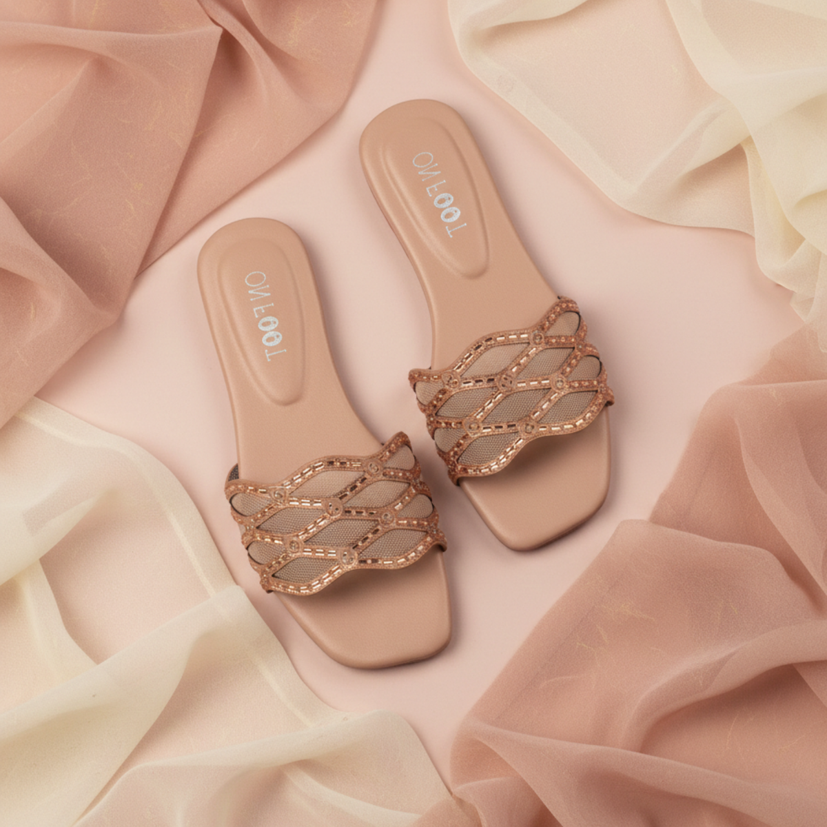 Rose Weave elegant slide sandals by ON FOOT - view 5