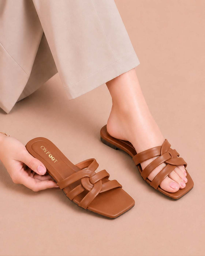 Chill Move braided cross-strap flat slippers by ON FOOT - view 2