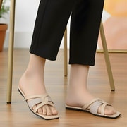 Silver Gleam metallic cross-strap flats by ON FOOT - view 5