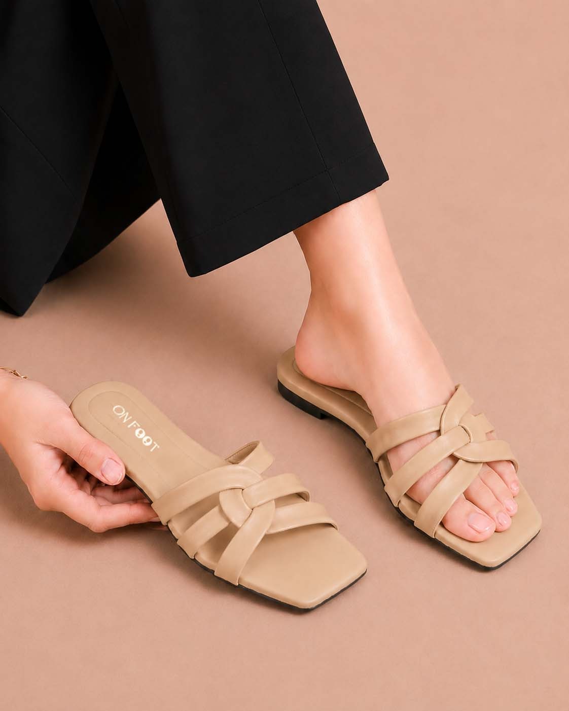 Chill Move braided cross-strap flat slippers by ON FOOT - view 1