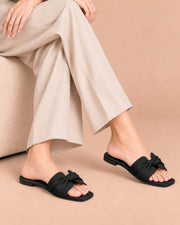 Black Grace Bow Slides by ON FOOT - bow sandals, view 2