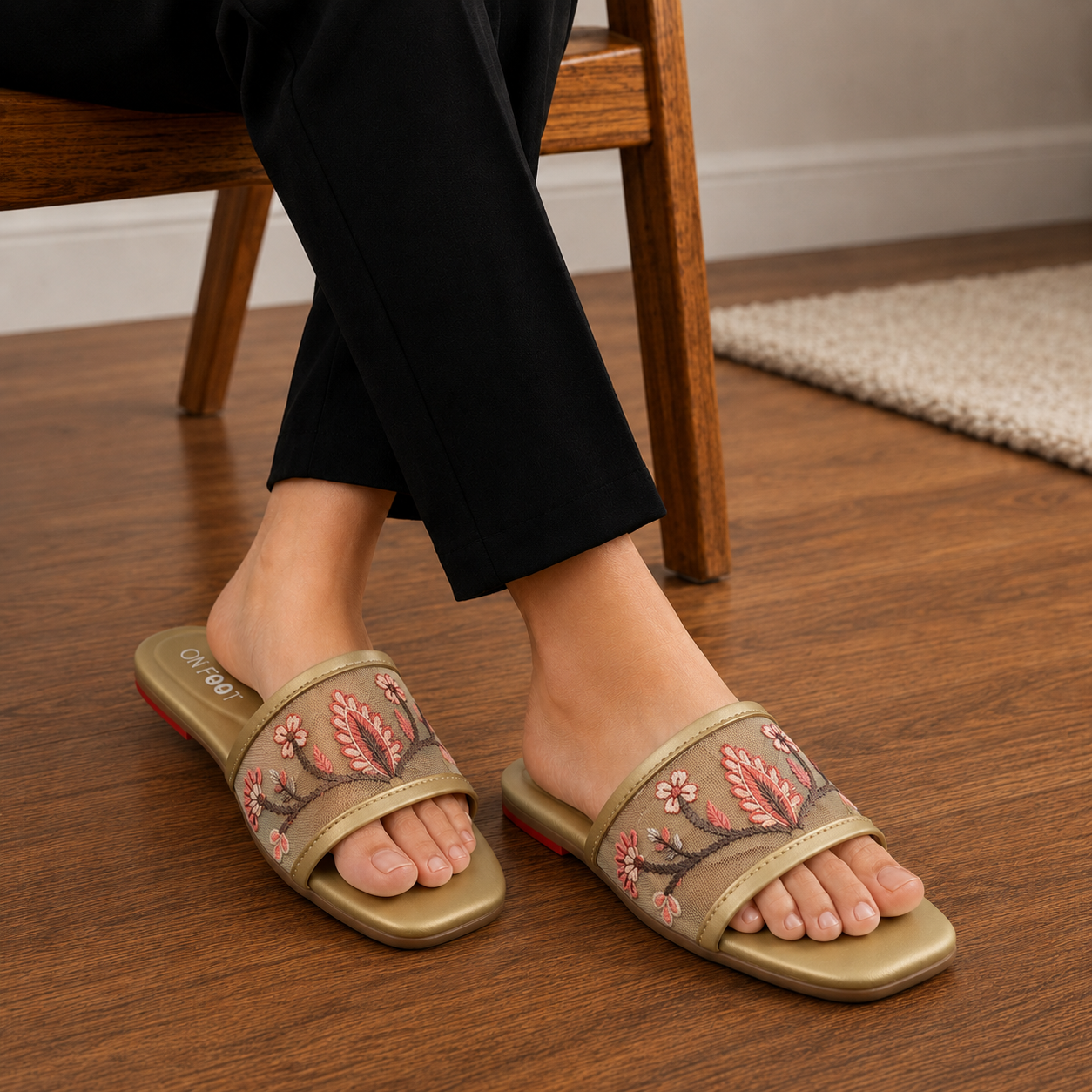 Celeste Embroidered Sliders