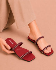 Gleam Walk beaded double-strap flat sandals by ON FOOT - view 3