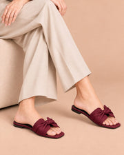 Maroon Grace Bow Slides by ON FOOT - bow sandals, view 2