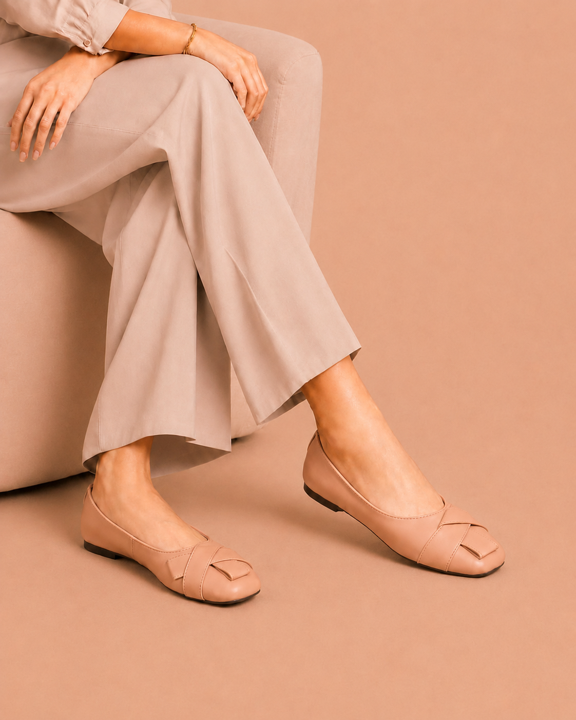 Grace Bow Pumps - Peach