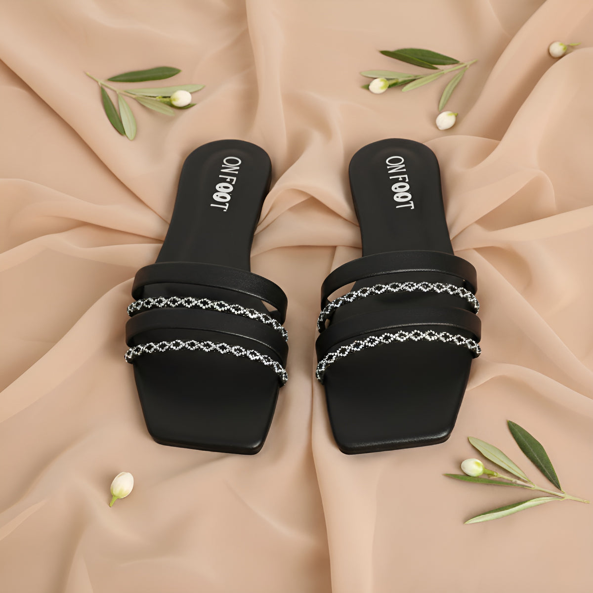 Royal Gleam beaded square-toe flat by ON FOOT - view 9