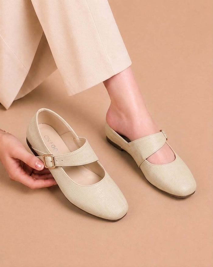 Mary Jane Flats – Buckle Strap - Fawn