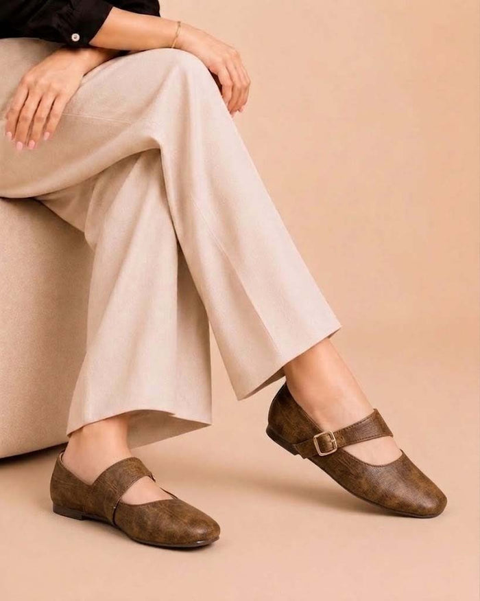 Mary Jane Flats – Buckle Strap - Mustard