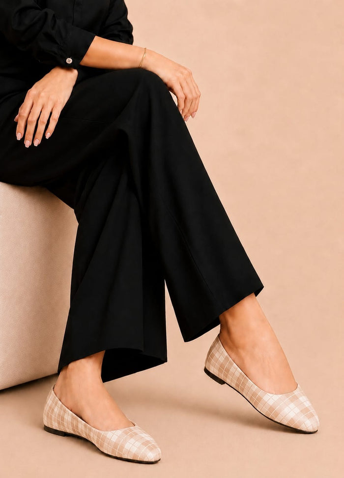 Sleek Soul checkered ballerina flats in Fawn by ON FOOT - view 2