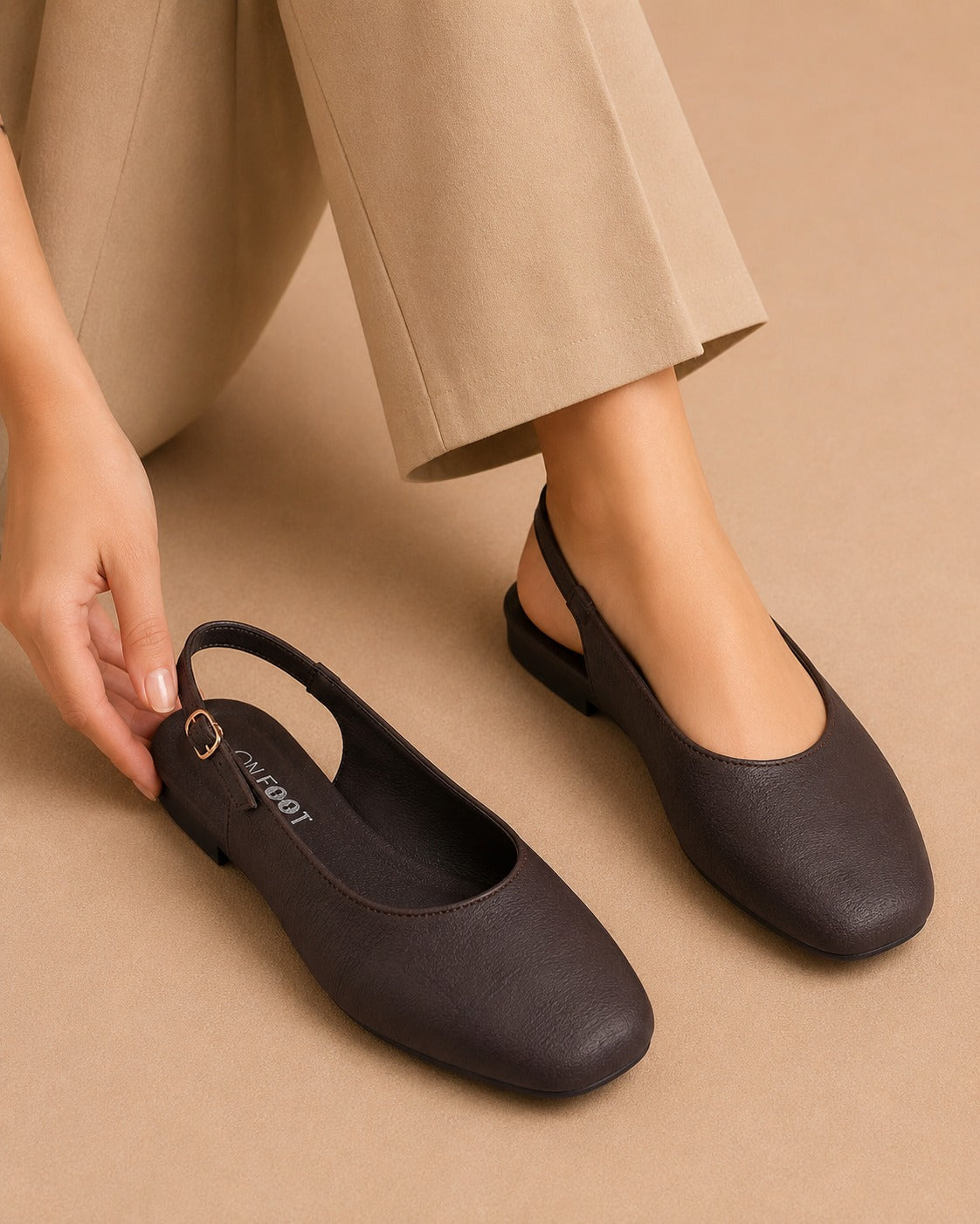 Slingback Shoes - Brown