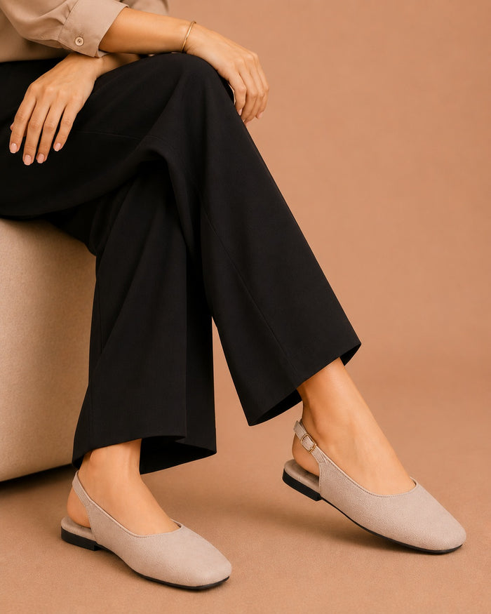 Slingback Shoes - Beige
