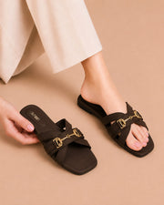 Cross-Strap Slide Sandals