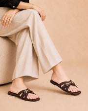 Cross-Strap Slide Sandals
