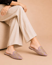Floral Backless Loafers - Dustry Pink