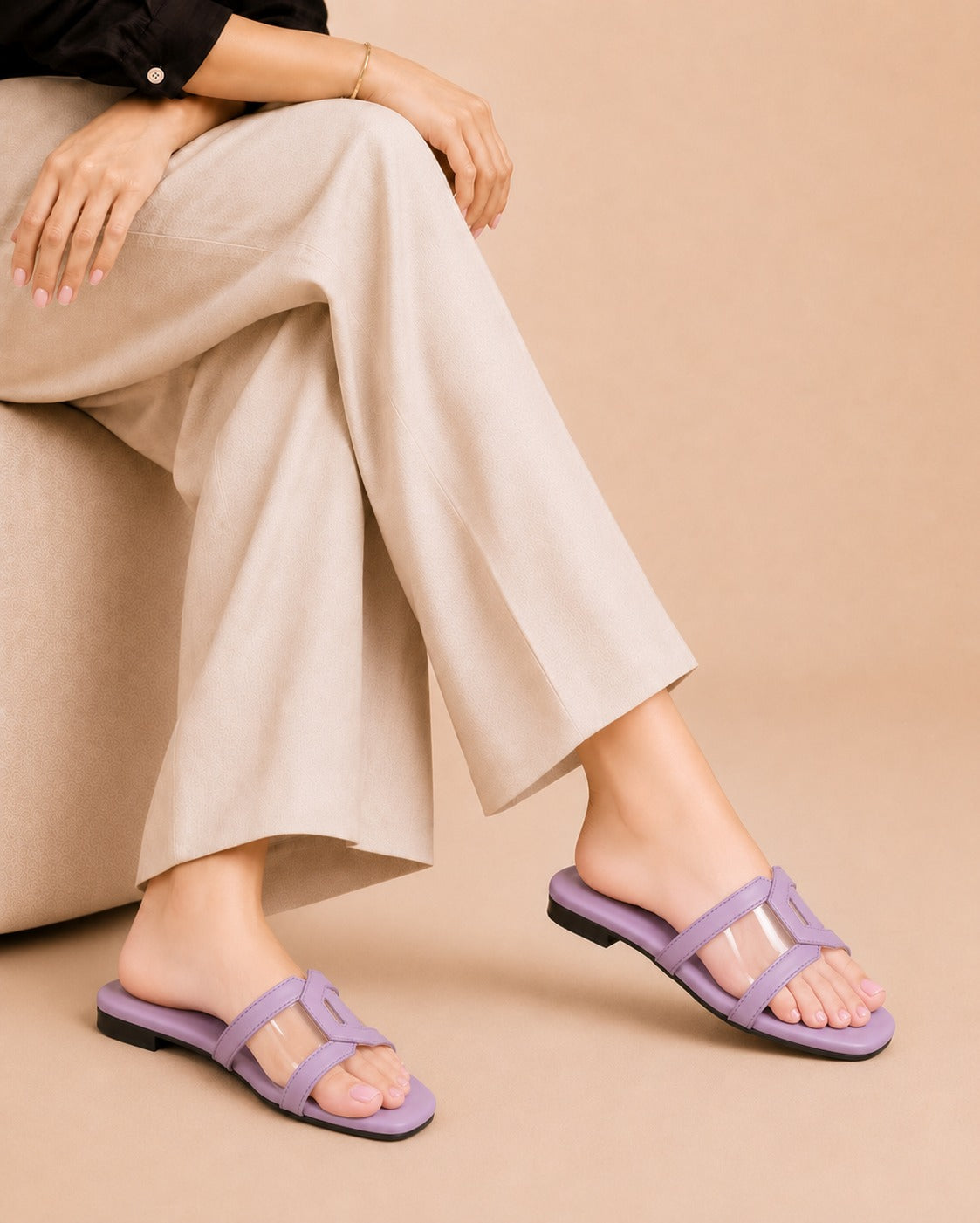 ON FOOT Transparent Casual Flat Slippers for Women