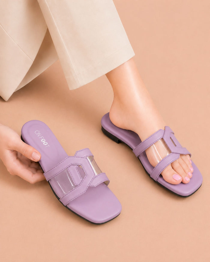 ON FOOT Transparent Casual Flat Slippers for Women