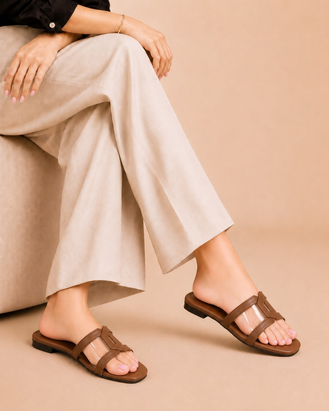 ON FOOT Transparent Casual Flat Slippers for Women