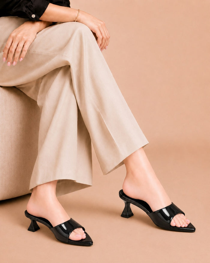 Black Gloss Slide Heel