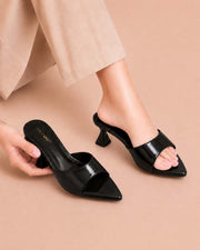 Black Gloss Slide Heel